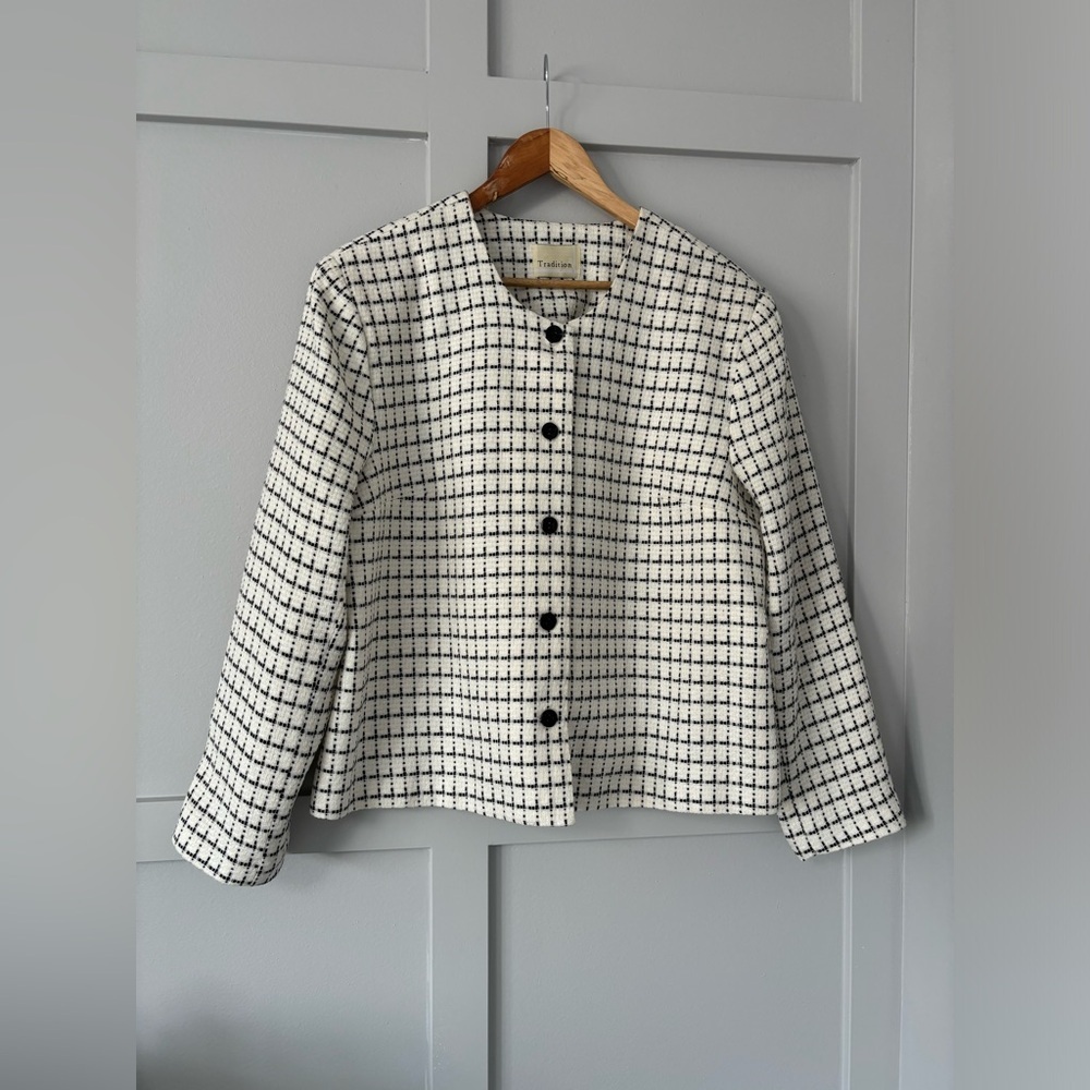 Vintage Black and White Checkered Blazer